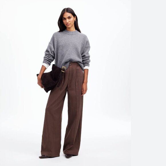 NWT Madewell Harlow Wide-Leg Pant in Drapey Twill in Dark Carob Size P6 - Picture 4 of 6